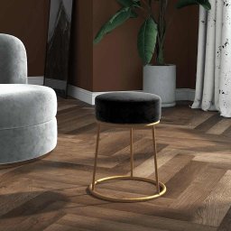 Gossi taburet rotund, negru, catifea