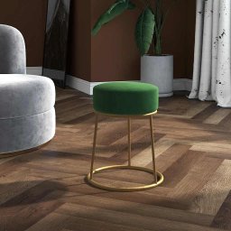 Gossi taburet rotund, verde, catifea