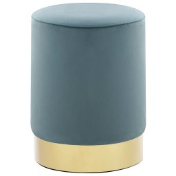 Gossi taburet, albastru deschis si auriu, catifea