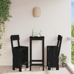 Gossi taburete de bar, 2 buc., negru, 40x48,5x115,5 cm lemn masiv pin