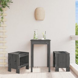 Gossi taburete de gradina, 2 buc., gri, 40x36x45 cm, lemn masiv pin
