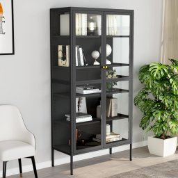 Gossi vitrina, antracit, 90x40x180 cm, otel si sticla securizata
