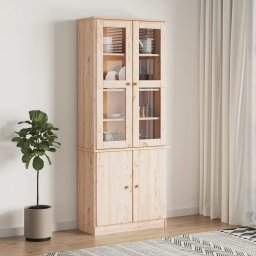 Gossi vitrine din sticla „alta” 77x35x186,5 cm, lemn masiv de pin