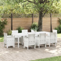 Masa de gradina Gossi alb 250x100x73 cm poli rattan, masa de gradina Gossi alb 100x100x73 cm poli rattan, masa de gradina Gossi alb 150x100x73 cm poli rattan