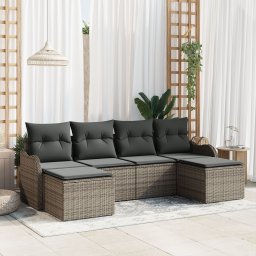 Set canapea 6 piese ratan gri Gossi, canapea 2 locuri ratan gri Gossi