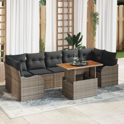 Set canapea gradina Gossi cu perne gri din poli ratan, canapea gradina Gossi 2 persoane cu stocare & perne gri din poli ratan