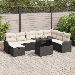 Set canapea gradina Gossi cu perne negru ratan poli, canapea gradina Gossi 2 locuri cu perne negru ratan poli