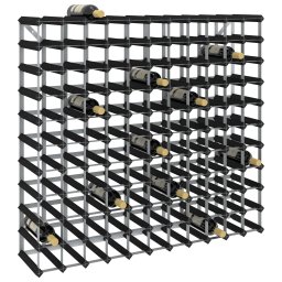 Gossi suport de vinuri, 120 sticle, negru, lemn masiv de pin