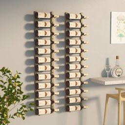 Gossi suport sticle de vin de perete, 12 sticle, 2 buc., auriu, fier