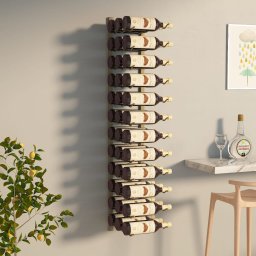 Gossi suport sticle de vin montat pe perete, 36 sticle, auriu, fier