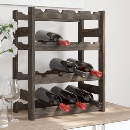 Gossi suport sticle de vin, 16 sticle, gri, lemn masiv de pin
