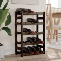 Gossi suport sticle de vin, 20 sticle, negru, lemn masiv de pin