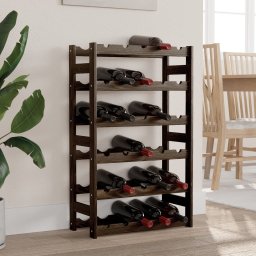 Gossi suport sticle de vin, 30 sticle, negru, lemn masiv de pin