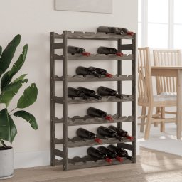 Gossi suport sticle de vin, 42 sticle, gri, lemn masiv de pin