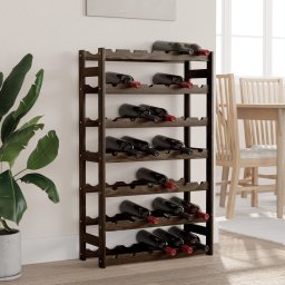 Gossi suport sticle de vin, 42 sticle, negru, lemn masiv de pin
