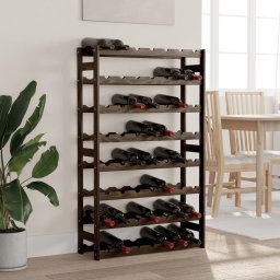 Gossi suport sticle de vin, 56 sticle, negru, lemn masiv de pin