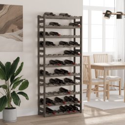 Gossi suport sticle de vin, 77 sticle, gri, lemn masiv de pin