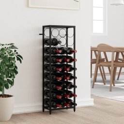 Gossi suport sticle vin 27 de sticle, negru 34x18x100 cm fier forjat