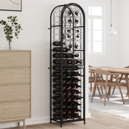 Gossi suport sticle vin 73 de sticle, negru 45x36x200 cm fier forjat