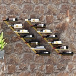 Gossi suport sticle vin montat pe perete,2 buc.,7 sticle,auriu, metal