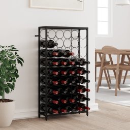 Gossi suport sticle vin, 45 de sticle negru 54x18x100 cm fier forjat