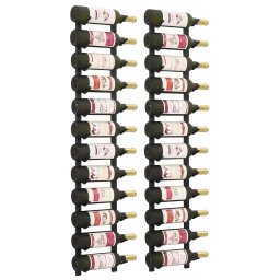 Gossi suporturi vin montate pe perete, 12 sticle, 2 buc, negru, fier