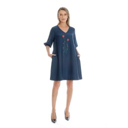 Rochie Dama, Eranthe, V-Neckline, cu Pictura Realizata Manual V346