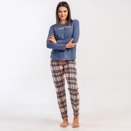 Pijama Damă din Bumbac 100% Vienetta, Model 'Enjoy the Bitter Sweet Taste of Life' Confort și Nopți Liniștite