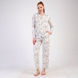 Pijama cu Nasturi Damă din Bumbac 100% Vienetta Model 'Pretty' Rafinament Clasic