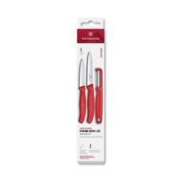 Victorinox - Set de 3 piese cuțite de bucătărie SWISS CLASSIC cu curățător, roșu