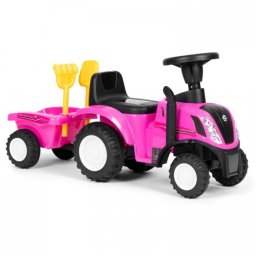Tractor de impins new holland cu remorca pentru copii 658t - roz