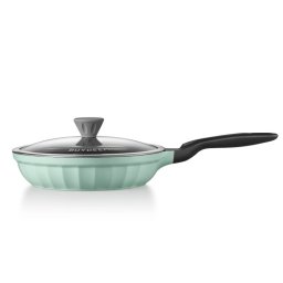 Tigaie BUYDEEM CP151, 25 cm, Capac din sticla, Aluminiu turnat, Fara PFOA, Acoperire antiaderenta, Verde