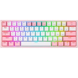 Tastatura Gaming Mecanica Bluetooth Cu Fir Si Wireless Fizz Pro Iluminare RGB alb/Roz