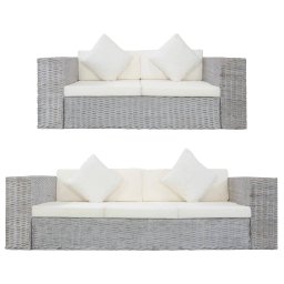 Set de canapea cu perne, 2 piese, gri, ratan natural GartenMobel Dekor