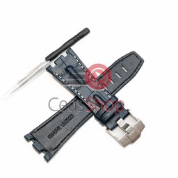 Curea piele albastră cusătură albă tip Audemars Piguet 28mm