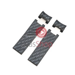 Curea silicon neagră, cu model, fără cataramă pentru Ulysse Nardin 22mm