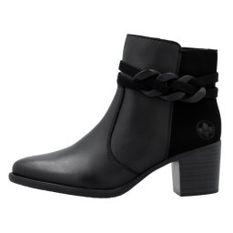 Botine dama, Rieker, Y2066-00-Negru, casual, piele naturala, cu toc, negru (Marime: 40)