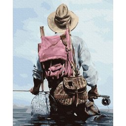 Set pictura pe numere, cu sasiu, La pescuit, 40x50 cm