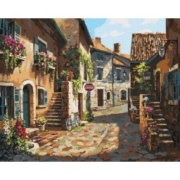 Set pictura pe numere, cu sasiu, Stradute italiene, 40x50 cm