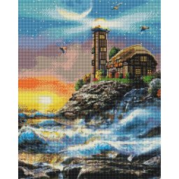 Set goblen cu diamante, cu sasiu, O lume feerica, 40x50 cm