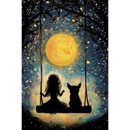 Set goblen cu diamante, cu sasiu, Vise sub clar de luna, 20x30 cm