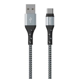 Metalic, nylon USB-C 2 metri, Argintiu