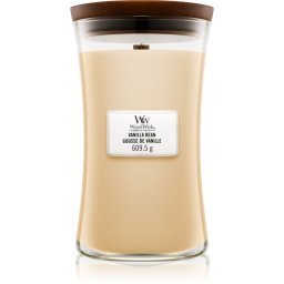 Woodwick Vanilla Bean lumânare parfumată cu fitil din lemn 609.5 g