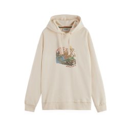 SCOTCH & SODA Futer Loose Fit Embroidered Artwork Hoodie 181896 270 eggnog