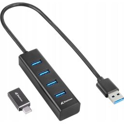 Hub USB Sharkoon Aluminium 4x USB-A 3.2 Gen1, 4 porturi USB 3.2 Gen 1, 5 Gbit/s