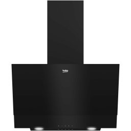 Hota incorporabila decorativa Beko BHCA62422BBH, Putere de absorbtie 400 mc/h, Afisaj electronic, Iluminare LED, Touch Control, 59.5 cm, Negru Sticla