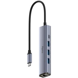 Hub USB Cudy UH605, 5-in-1, Cablu 25 cm, Gri