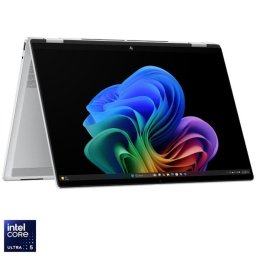Laptop HP OmniBook X FlipNGAI 16-as0024nn, Procesor Intel® Core™ Ultra 5, Display 16'' 2K (1920x1200), IPS, Touch, Memorie RAM 16GB LPDDR5x, Capacitate 1TB SSD, Placa video integrata Intel® Arc™ , Windows 11 Home, Glacier Silver (INT Keyboard)