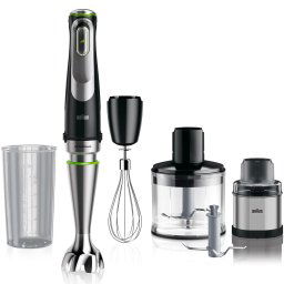 Mixer vertical Braun MQ9138XI, 1200 W, viteza variabila SmartSpeed, Tocator 500ml, Pahar gradat 600 ml, Rasnita cafea/condimente, Tel, Negru