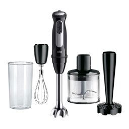 Mixer vertical Braun MQ55307M, 1000 W, 25 trepte viteza, Functie Turbo, Tocator 500 ml, Accesoriu piure, Pahar gradat 600 ml, Tel, Negru-Inox